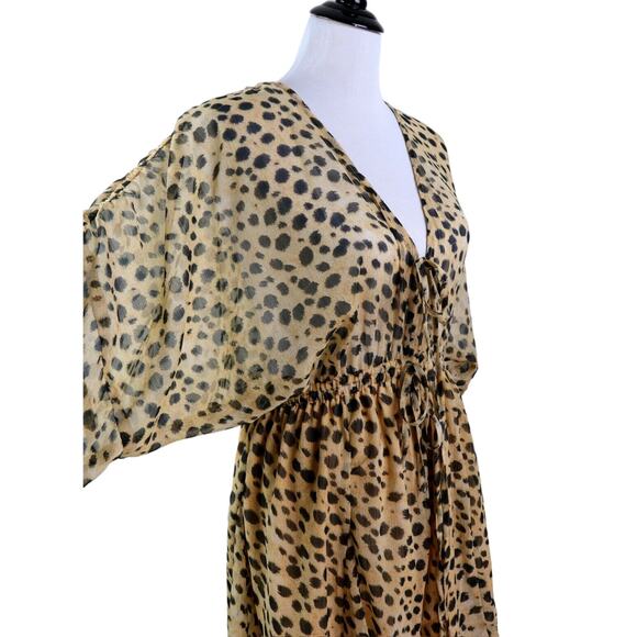ASOS US 6* Gathered Waist Blouson Sleeve Chiffon Romper Leopard Print - Picture 6 of 11